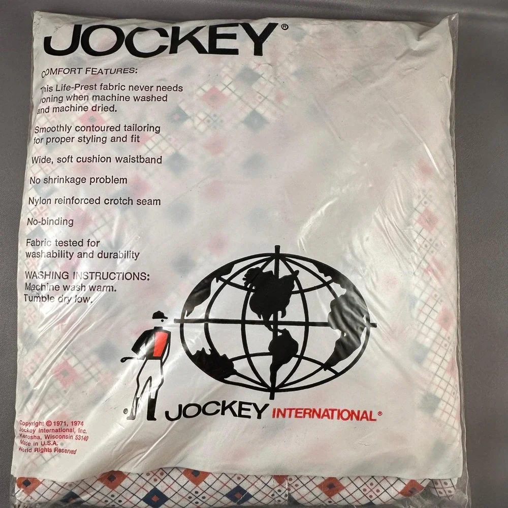 Vintage 70s Jockey Suprel Boxer Short 40 Polyester Cotton 2 Pack Retro Geometric